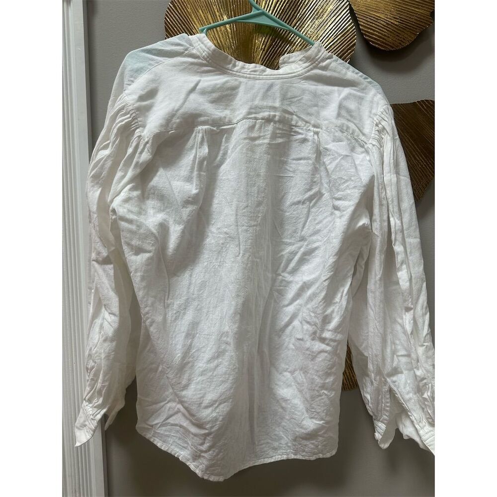 Vagabond Imports Unisex White Long Sleeve Cotton Button-Up Shirt M - Picture 2 of 4